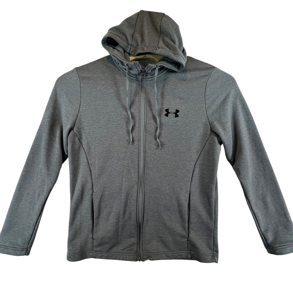 Under Armour ColdGear Mens Full Zip Hoodie Grey Heather Loose Fit 1350937 Large